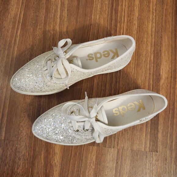 Bridal Platform Glitter Keds Size 6 - Picture 4 of 5